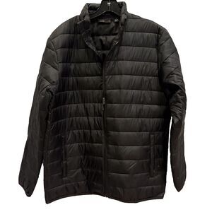 $125 Swiss Tech Men's Black Solid Long Sleeve Full-Zip Puffer Jacket Size Medium